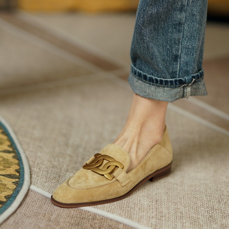 Women'S Shoes - Mocassins de couro camurça para mulheres,