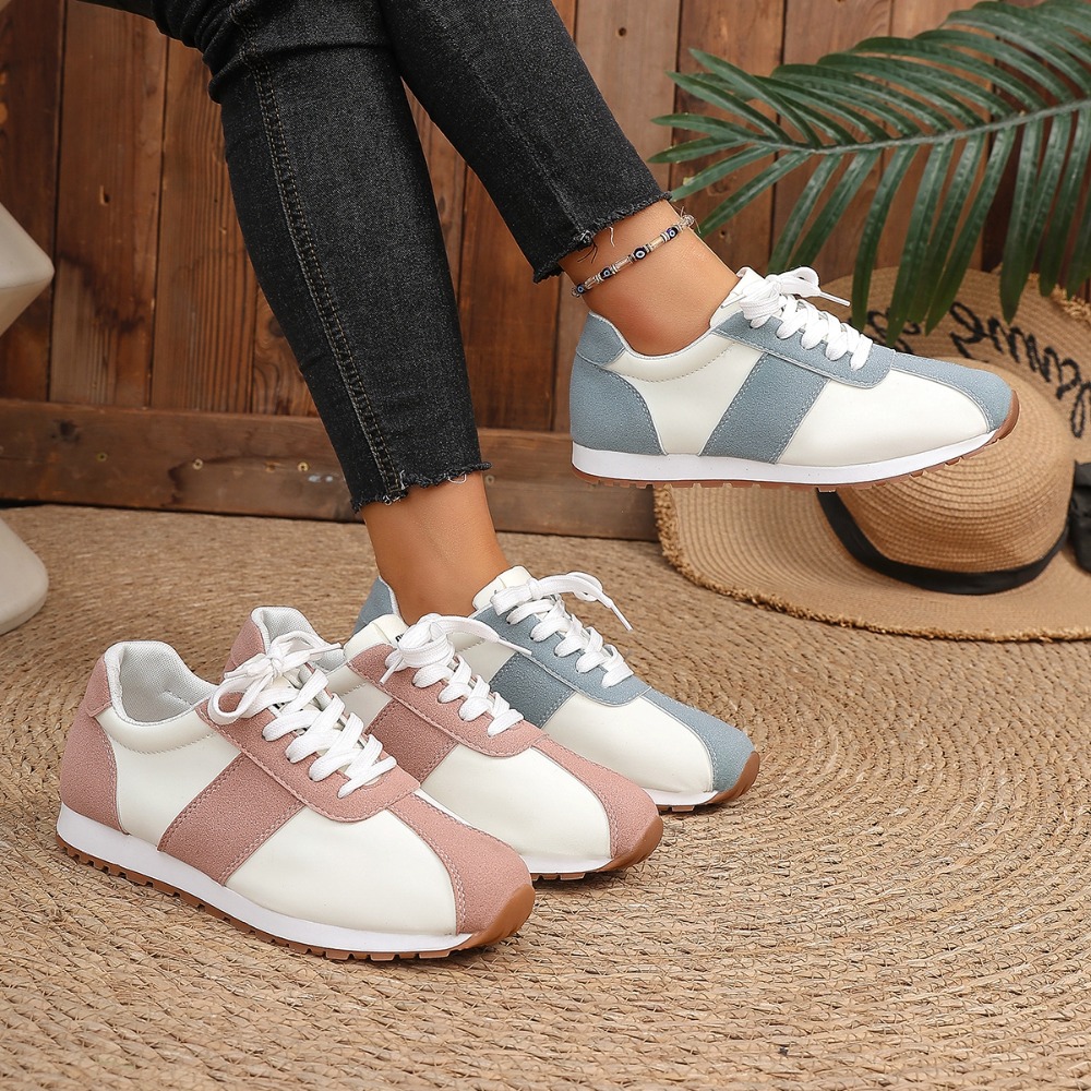 Sneakers - Tênis Femininos Color Block com Cadarço,