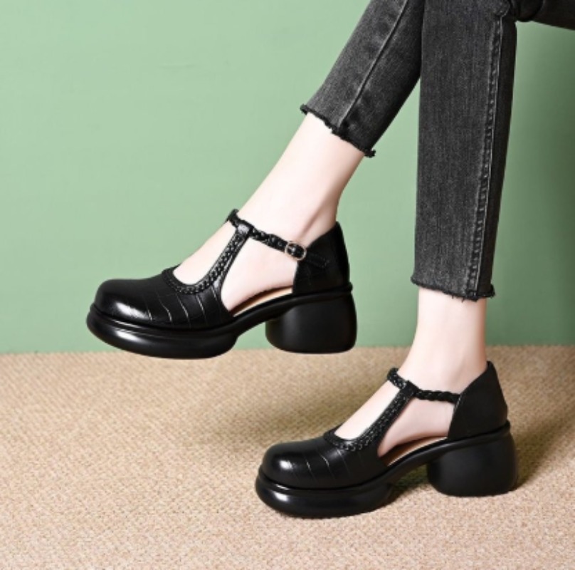 Women'S Shoes - Sandálias femininas pretas com estampa de