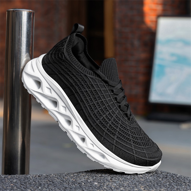 Tênis de caminhada para diabét - Knit Fabric Lace Up Sneakers avaliação e preço