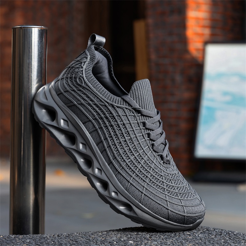 Tênis de caminhada para diabét - Knit Fabric Lace Up Sneakers avaliação e preço